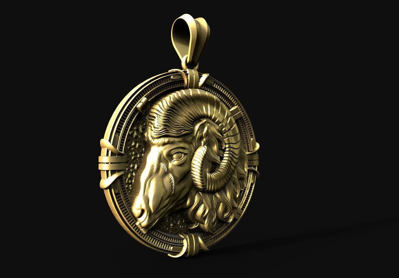 Ram pendant 3D print model_2