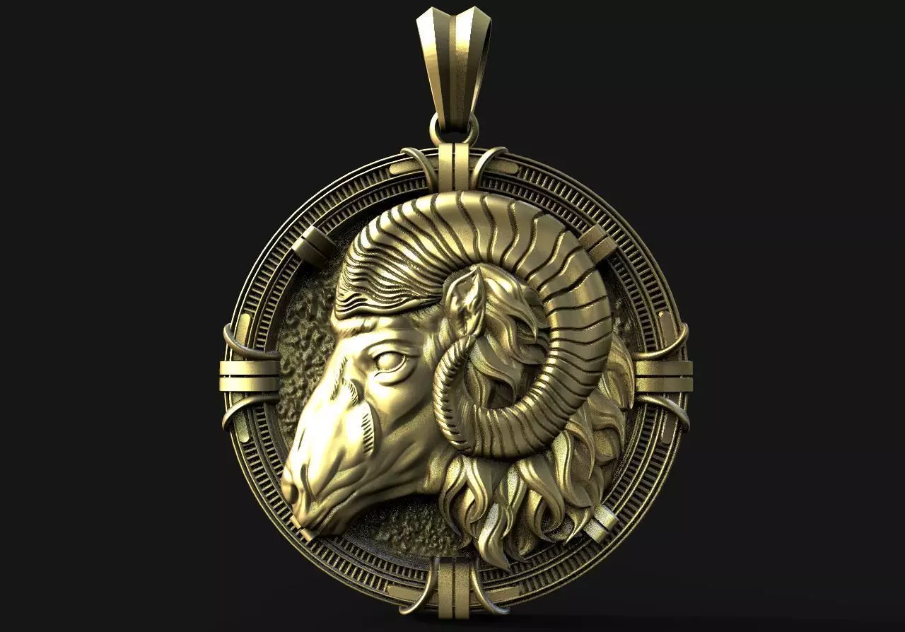 Ram pendant 3D print model_0