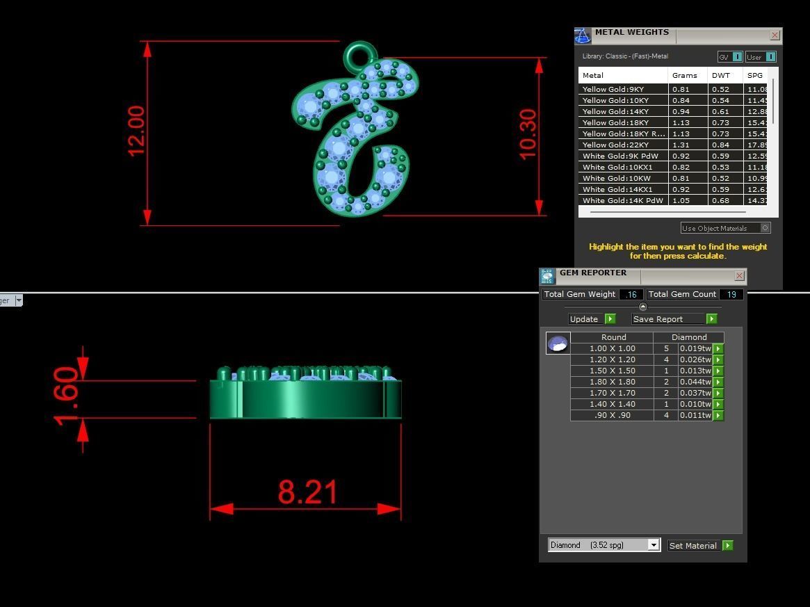 Alphabet Andala Diamond Letters Pendant E 3D print model_2