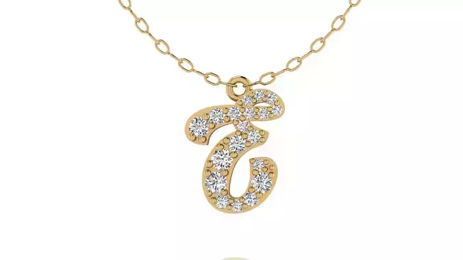 Alphabet Andala Diamond Letters Pendant E