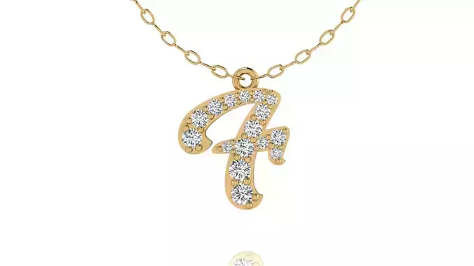 Alphabet Andala Diamond Letters Pendant F 3D print model