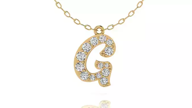 Alphabet Andala Diamond Letters Pendant G