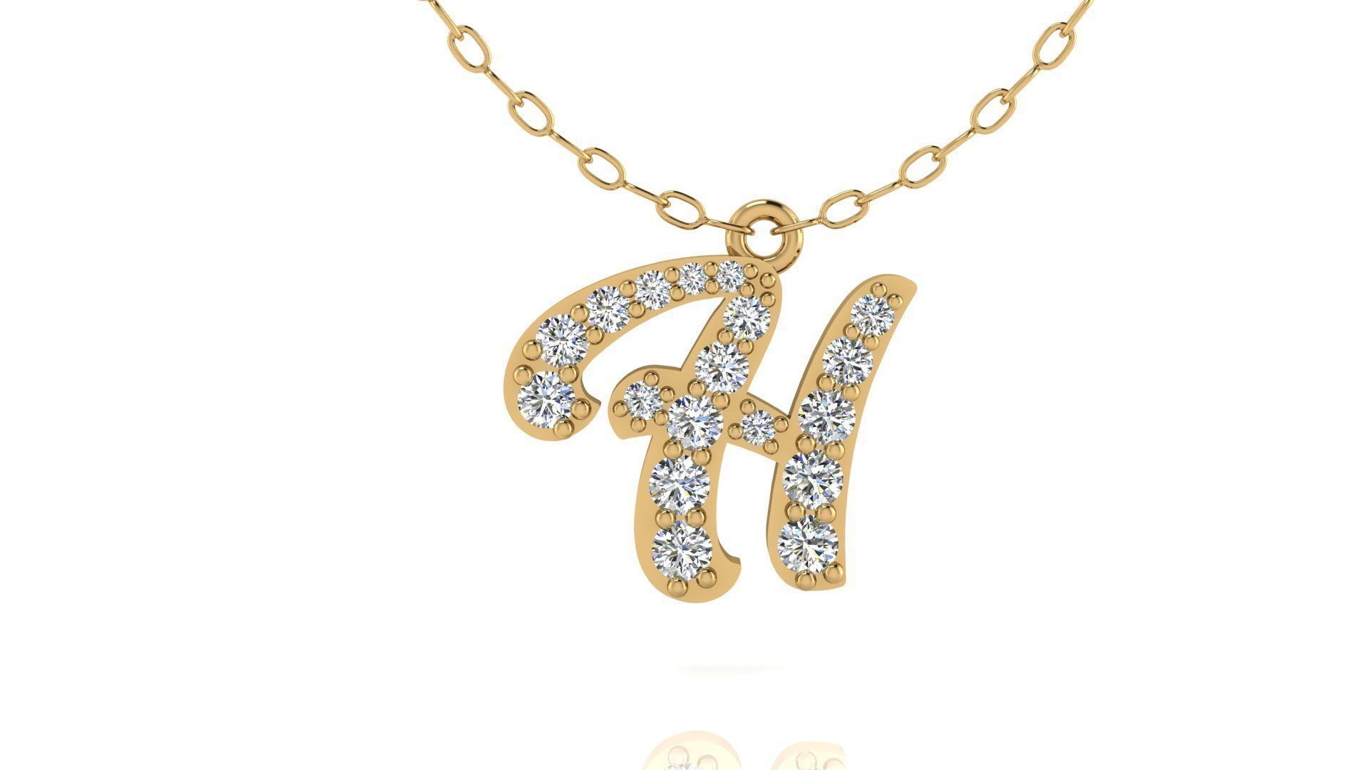Alphabet Andala Diamond Letters Pendant H 3D print model_4