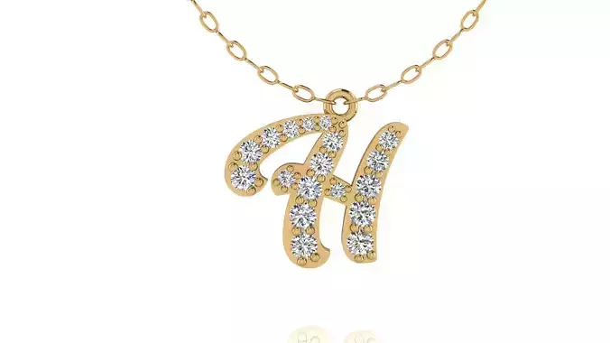 Alphabet Andala Diamond Letters Pendant H