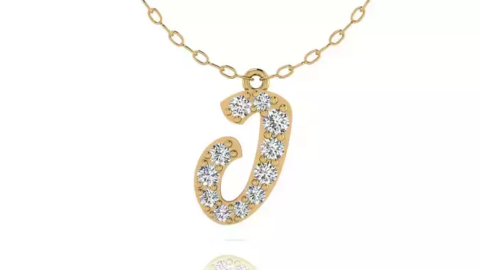 Alphabet Andala Diamond Letters Pendant J