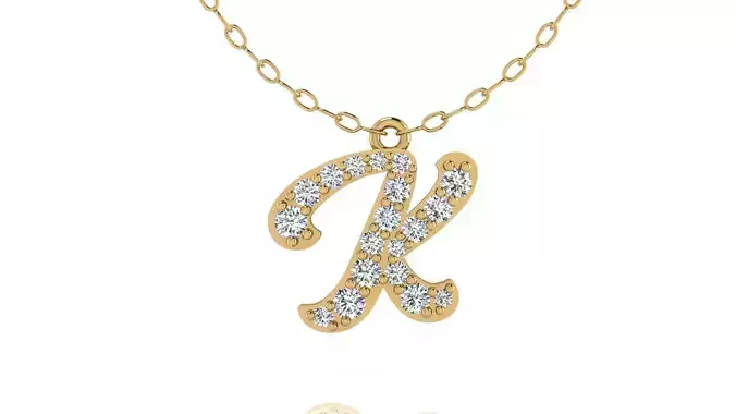 Alphabet Andala Diamond Letters Pendant K