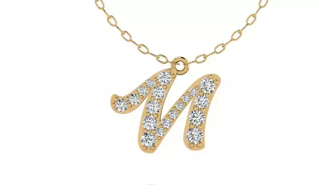 Alphabet Andala Diamond Letters Pendant N