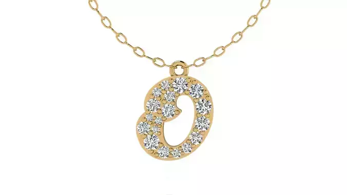 Alphabet Andala Diamond Letters Pendant O
