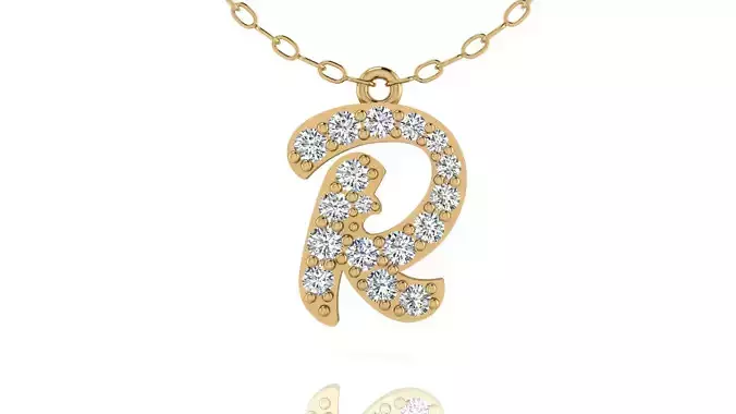 Alphabet Andala Diamond Letters Pendant R