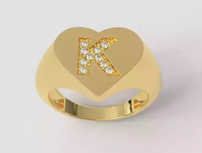 Heart Letter Ring - K