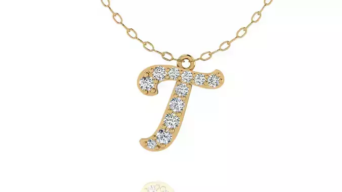 Alphabet Andala Diamond Letters Pendant T 3D print model