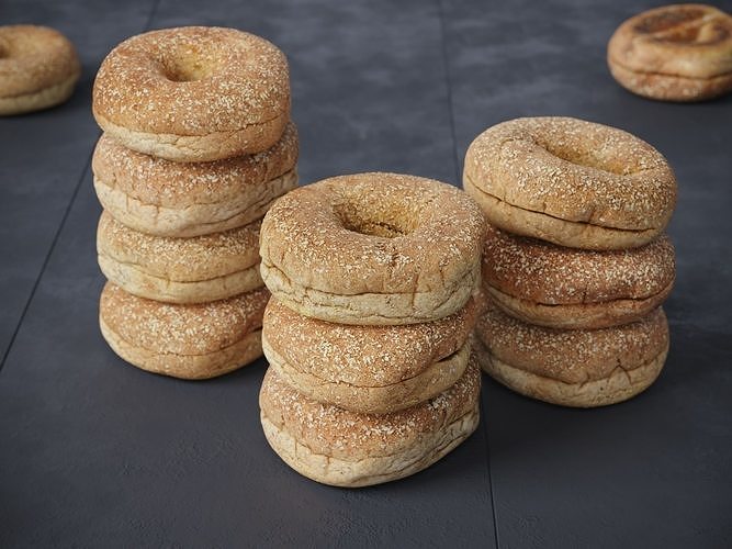 Whole Wheat Bagel Low-poly 3D model 5