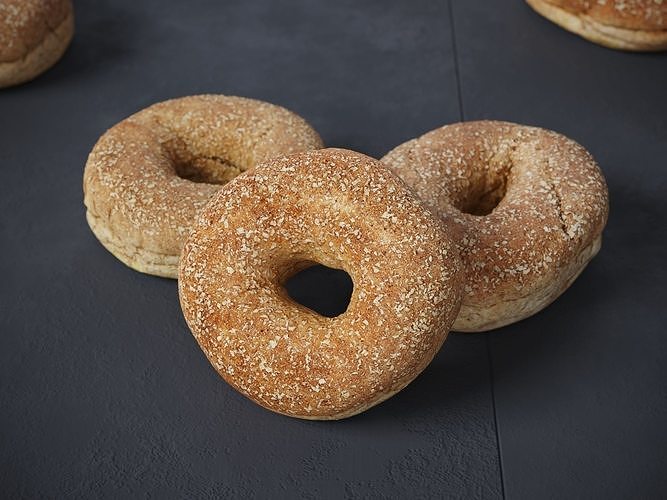 Whole Wheat Bagel Low-poly 3D model 2