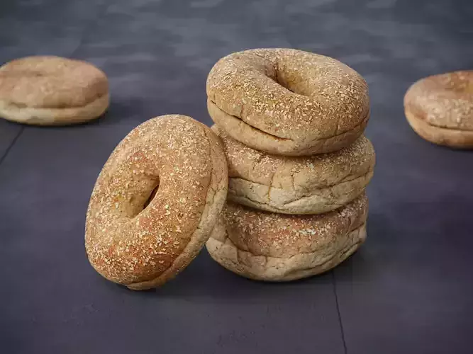 Whole Wheat Bagel Low-poly 3D model
