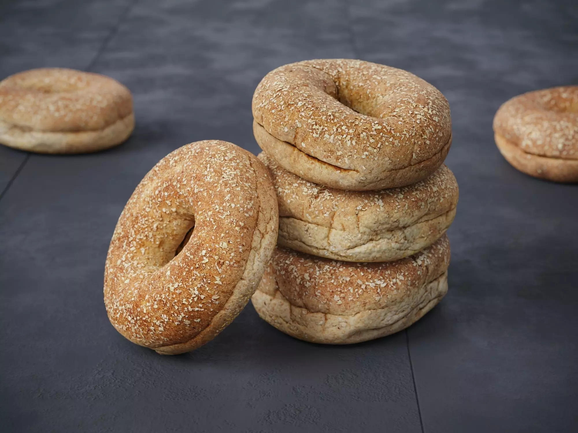 Whole Wheat Bagel Low-poly 3D model_0