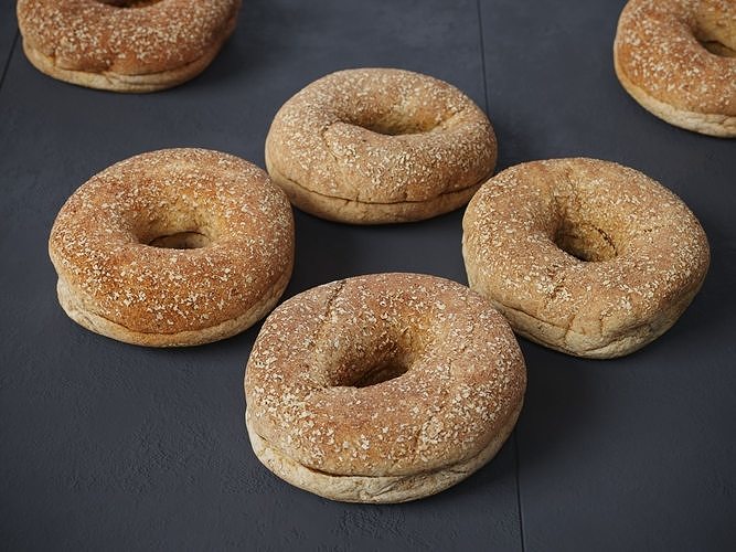 Whole Wheat Bagel Low-poly 3D model 3