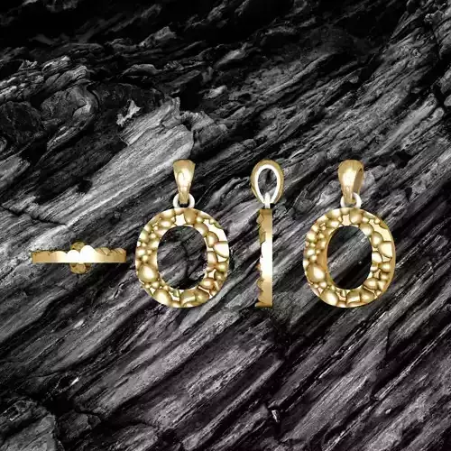 O LETTER Alphabet ROCKS PENDANT 3D print model
