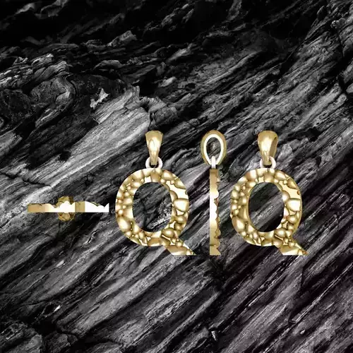 Q LETTER Alphabet ROCKS PENDANT 3D print model