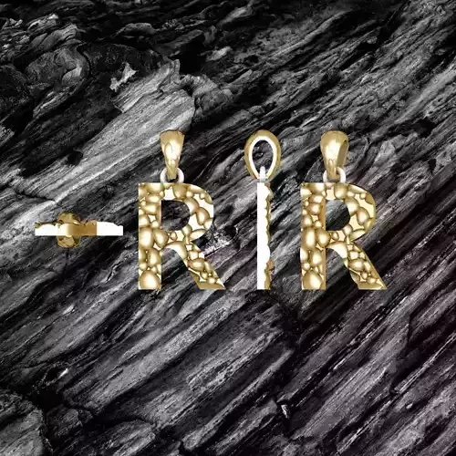 R LETTER Alphabet ROCKS PENDANT 3D print model