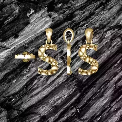 S LETTER Alphabet ROCKS PENDANT 3D print model