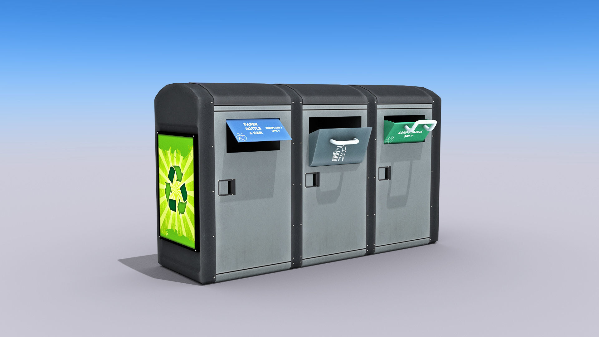 Recycling Container Low-poly 3D model_3