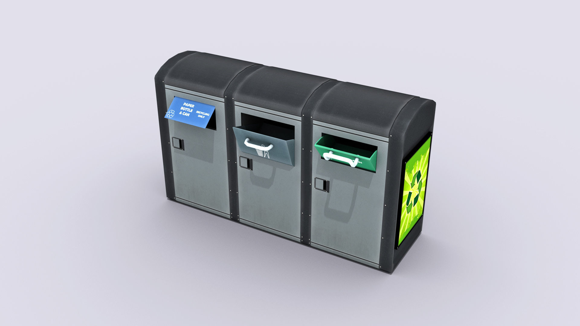 Recycling Container Low-poly 3D model_4