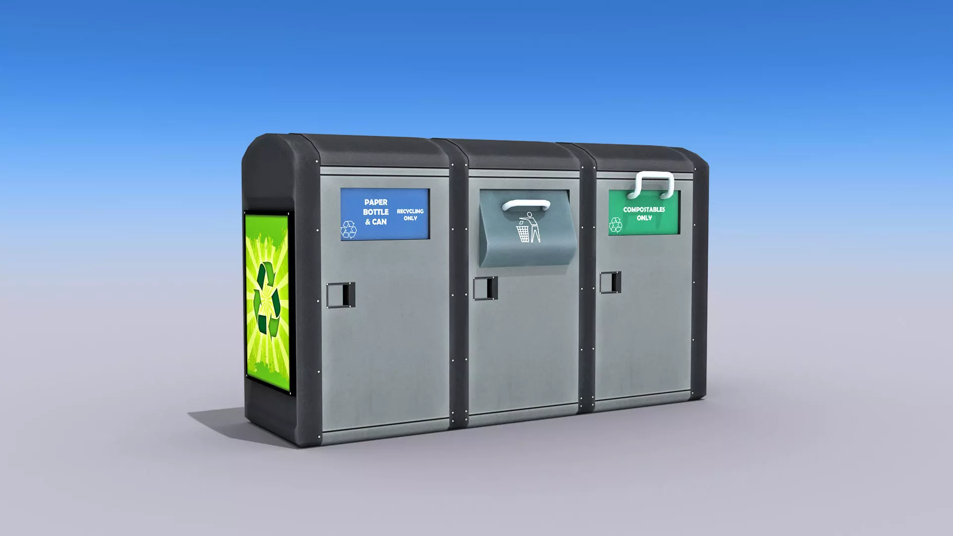 Recycling Container Low-poly 3D model_0