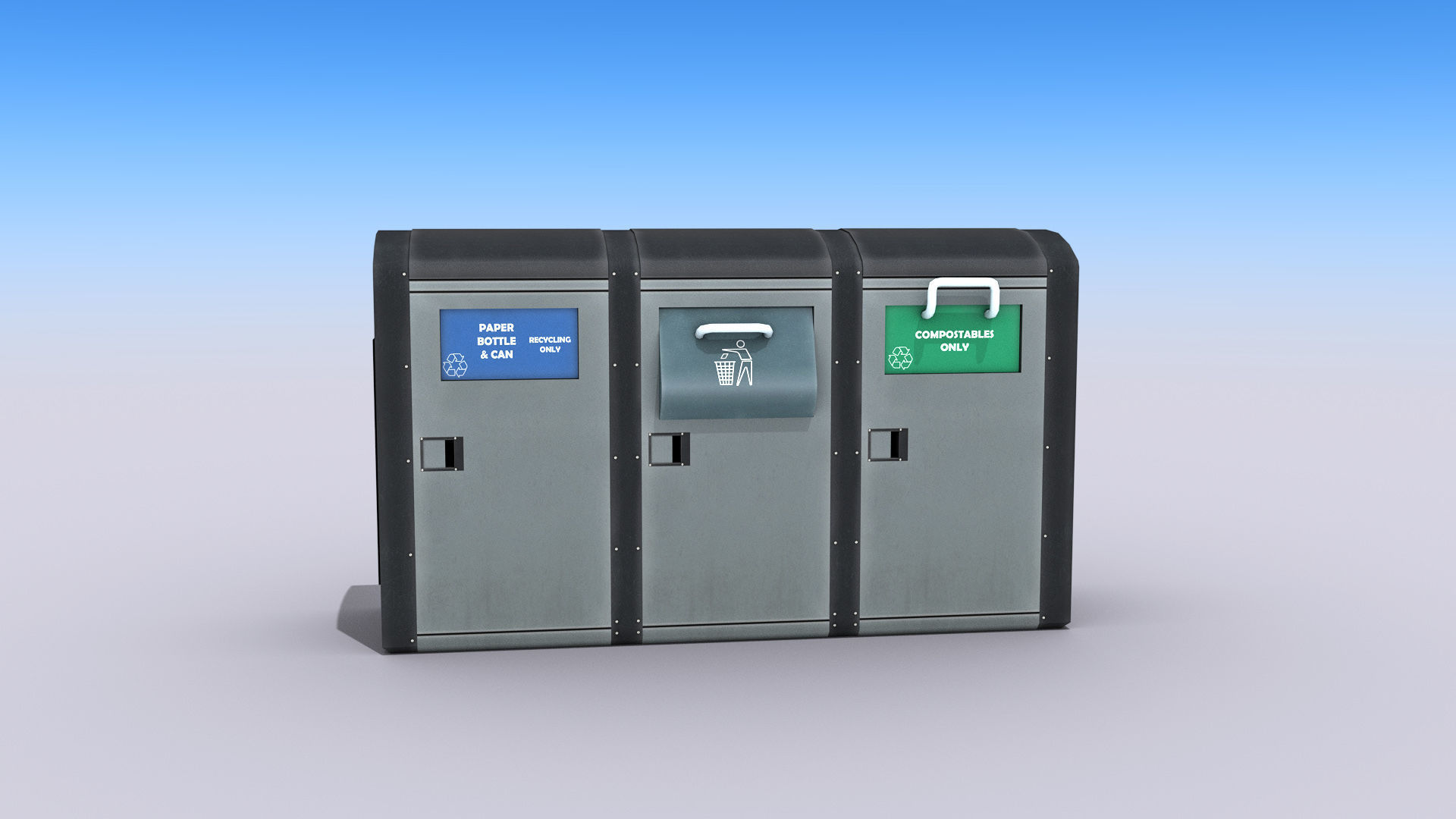 Recycling Container Low-poly 3D model_5