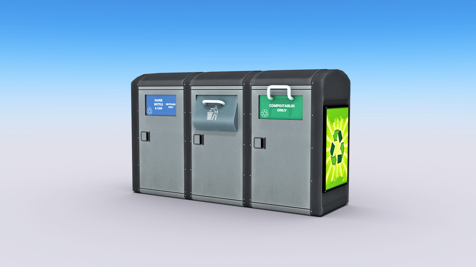 Recycling Container Low-poly 3D model_2