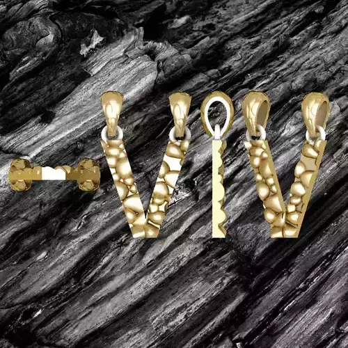  V LETTER Alphabet ROCKS PENDANT 3D print model