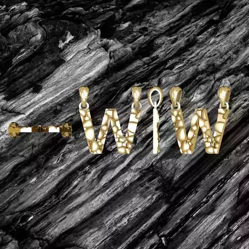 W LETTER Alphabet ROCKS PENDANT 3D print model