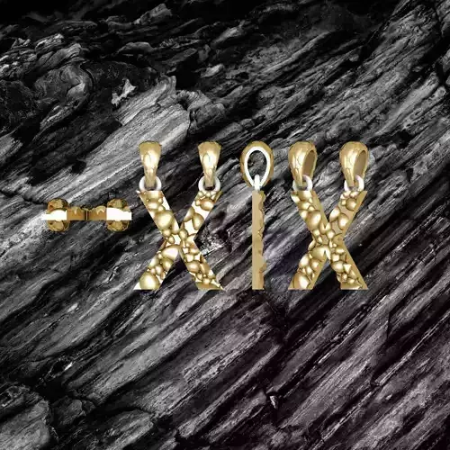 X LETTER Alphabet ROCKS PENDANT 3D print model