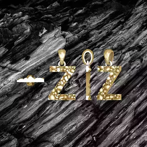 Z LETTER Alphabet ROCKS PENDANT 3D print model