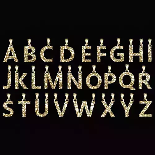 AtoZ LETTERS Alphabets ROCKS PENDANT 3D print model