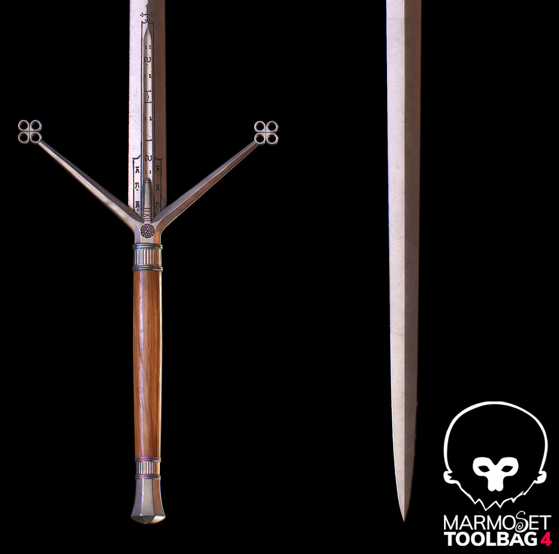 Claymore Sword  Low-poly 3D model_10