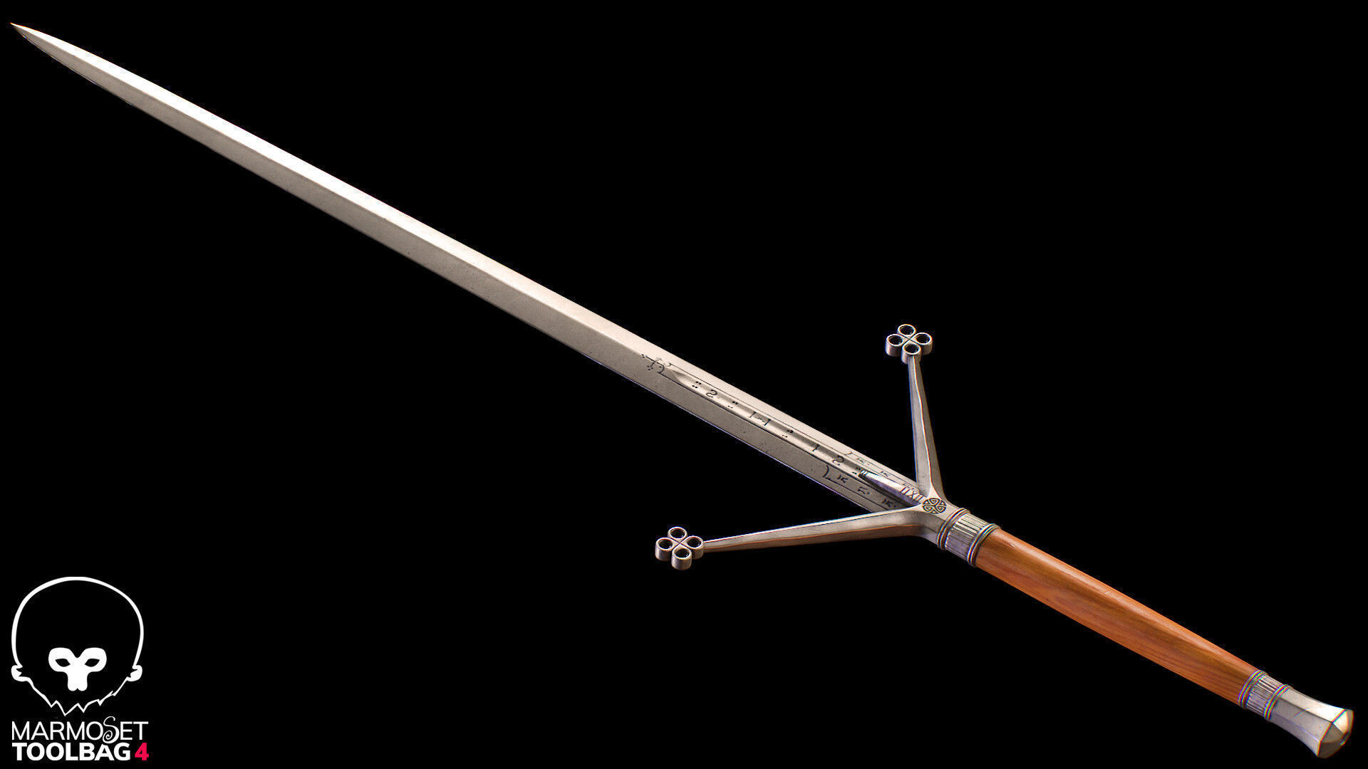Claymore Sword  Low-poly 3D model_4