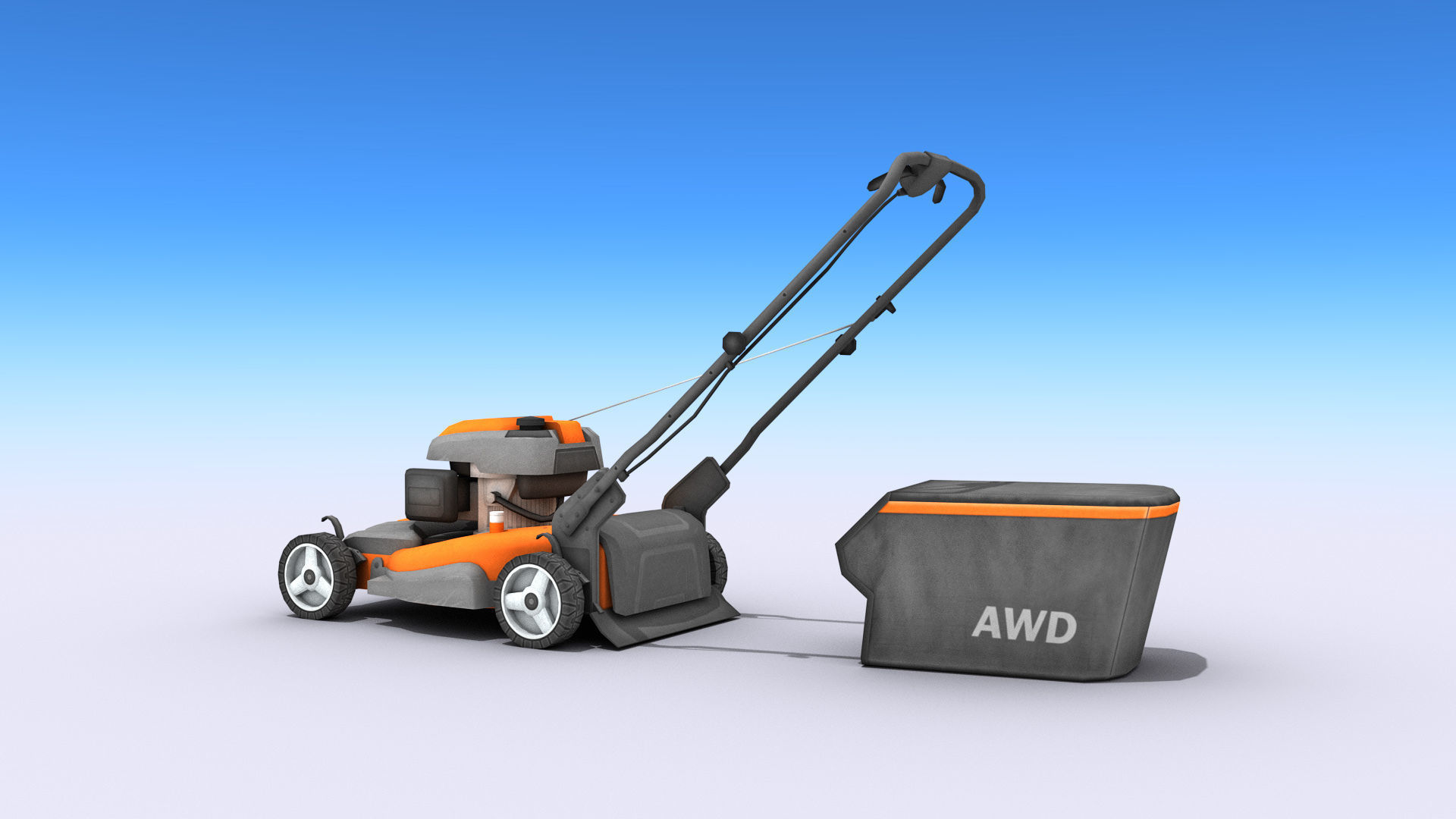 Lawn Mower Low-poly 3D model_2