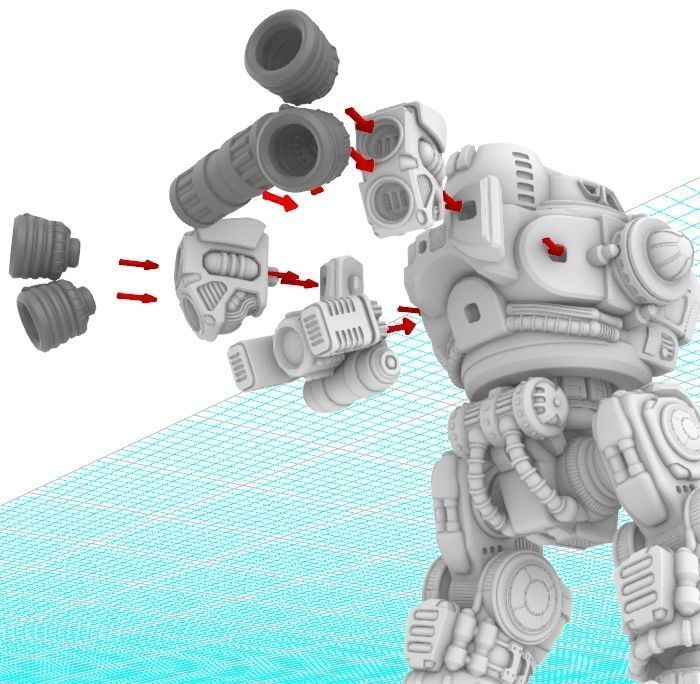 28mm Dwarf Mech - The Burrows Ripper Special 3D print model_24