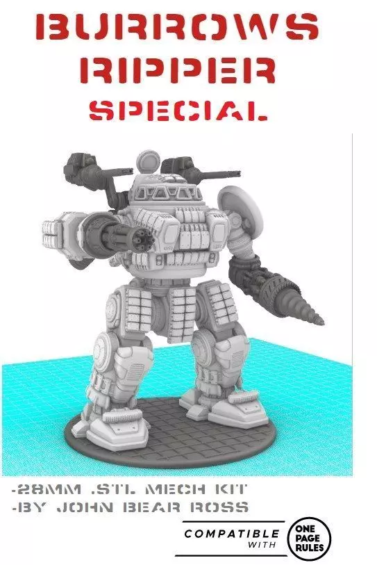 28mm Dwarf Mech - The Burrows Ripper Special 3D print model_0