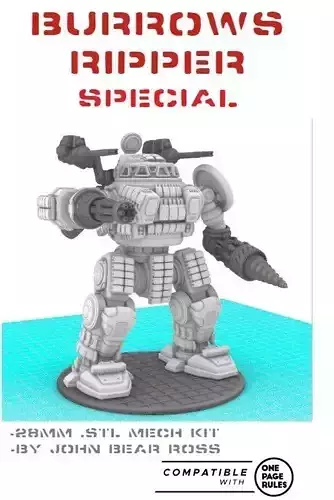 28mm Dwarf Mech - The Burrows Ripper Special 3D print model