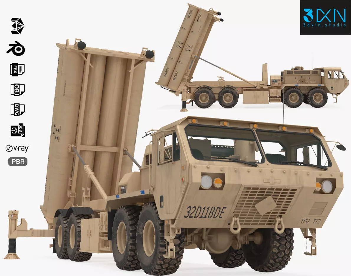US Mobile Anti-Ballistic Missile System THAAD Open Version 3D model_0