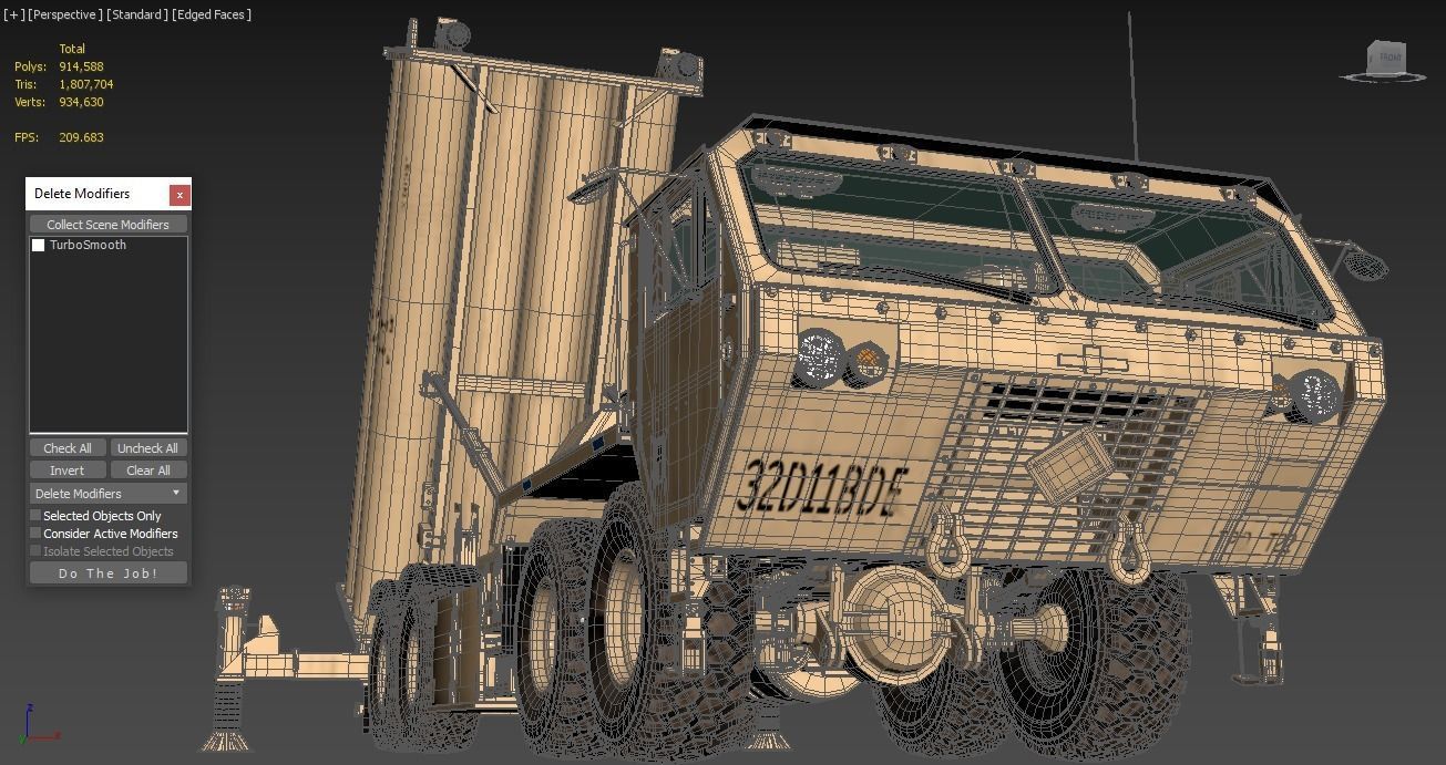 US Mobile Anti-Ballistic Missile System THAAD Open Version 3D model_12