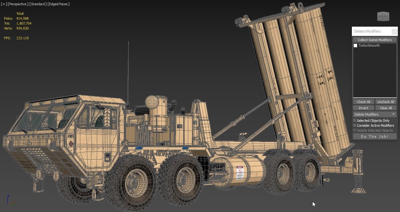 US Mobile Anti-Ballistic Missile System THAAD Open Version 3D model_11