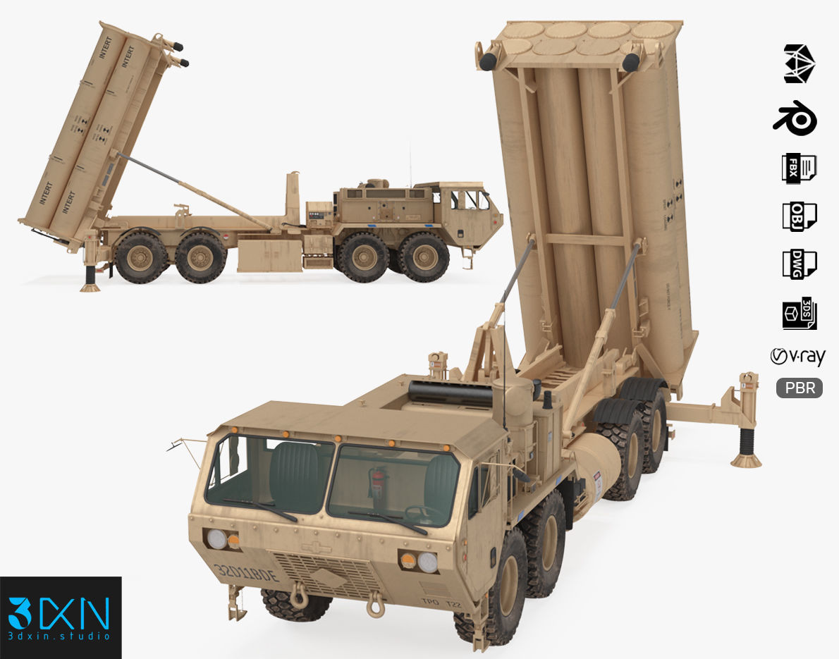 US Mobile Anti-Ballistic Missile System THAAD Open Version 3D model_42
