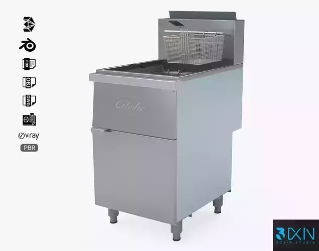 Globe Floor Fryers GFF80G Commercial Deep Fryer 3D model