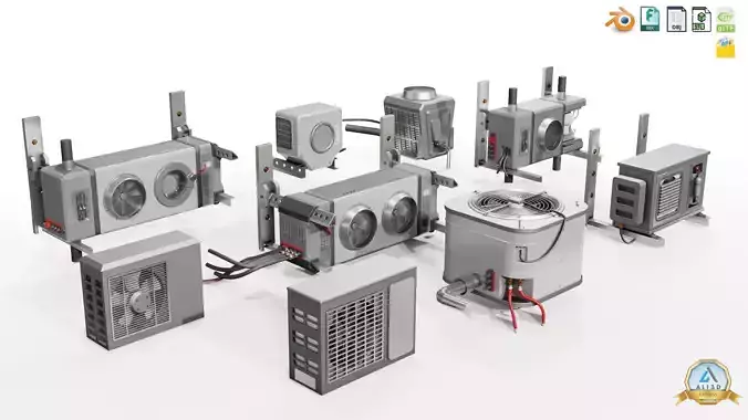 Modern Rooftop AC Units Assets Low-poly 3D model