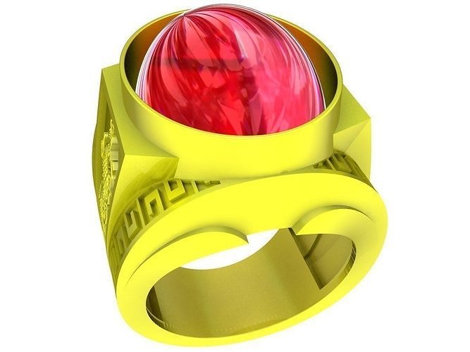 5411 Oval Ruby Lucky Dragon Ring for Asian Men 3D print model