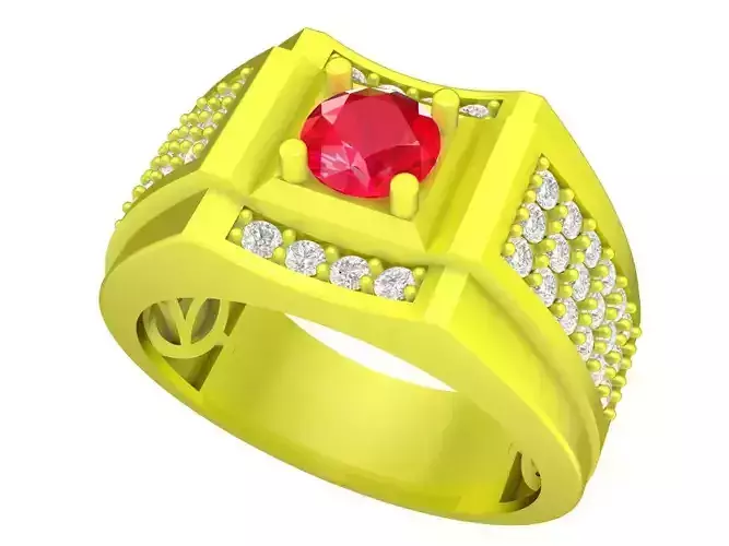 Luxury Diamond Ring for Asian Business Men 3D Model A5414