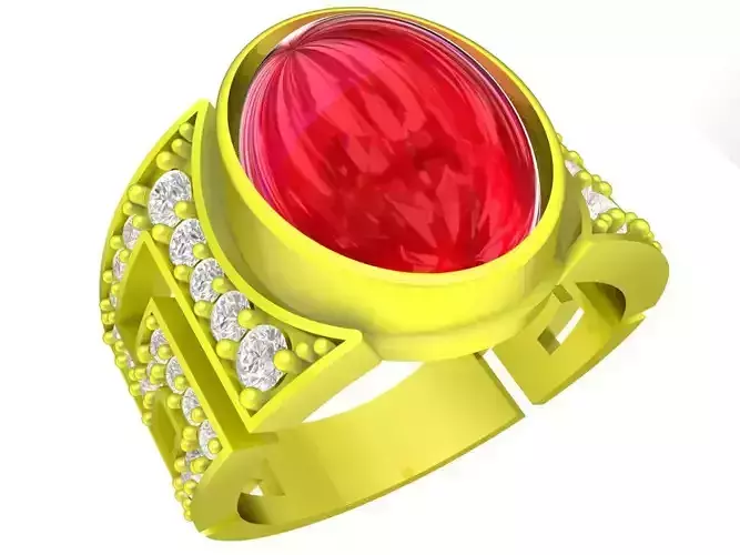 Oval Ruby Diamond Ring For Business Women 3D Model A5419