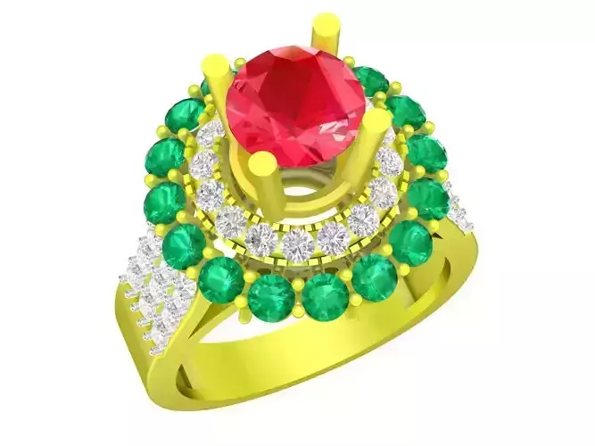 Diamond Fashion Ring For Asian Women 3D Model A5424